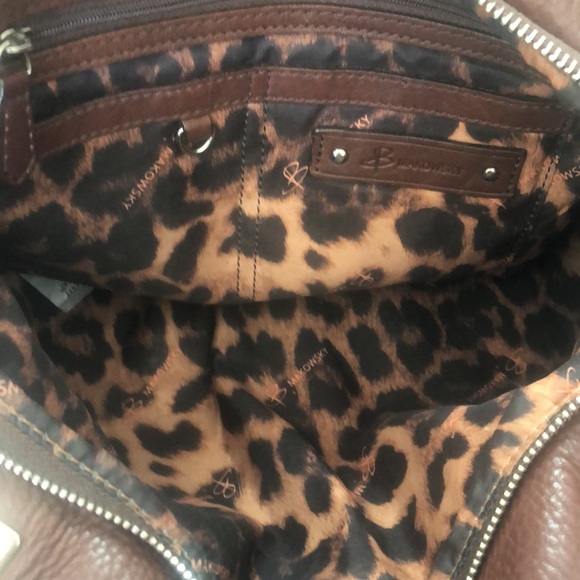 Women's B.Makowsky Leather Tote Bag Purse Hobo Y2K Dark Brown 12 x 16 - Picture 5 of 6